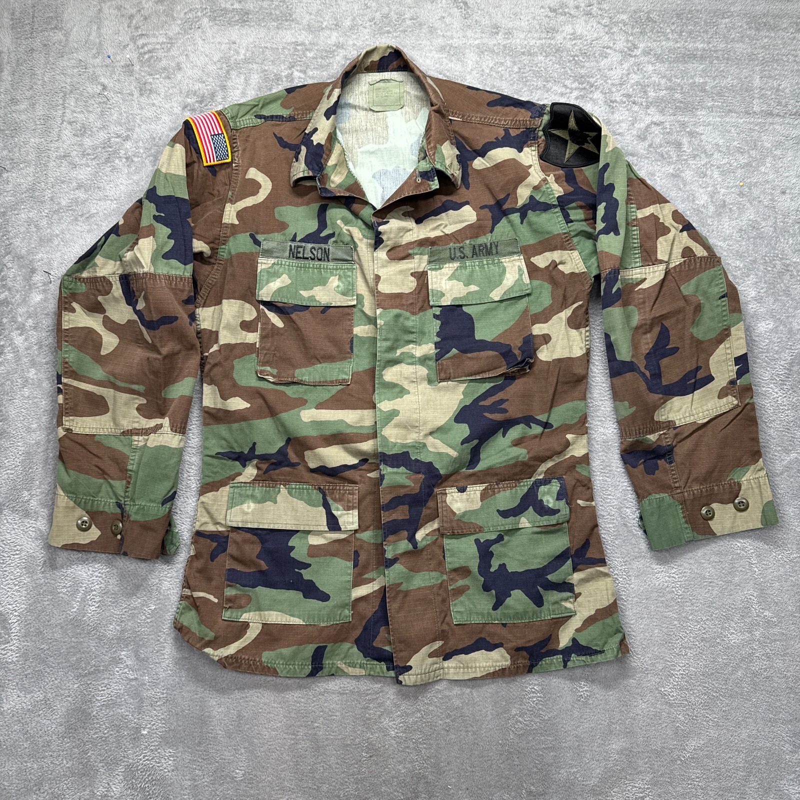 US Army Shirt Mens Medium Xtra Long Button Up Camouflage Tactical Long Sleeve