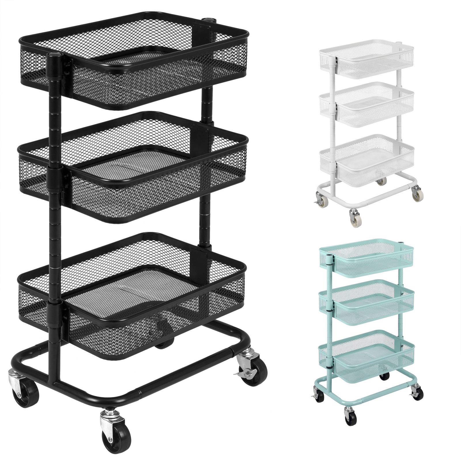 Rollwagen Servierwagen Küchenwagen Trolley Beistellwagen weiß schwarz türkis