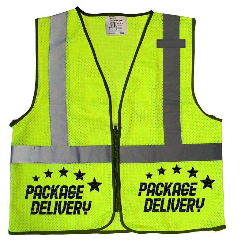 Package Delivery Safety Vest, Delivery Driver Vest, Courier Vest.