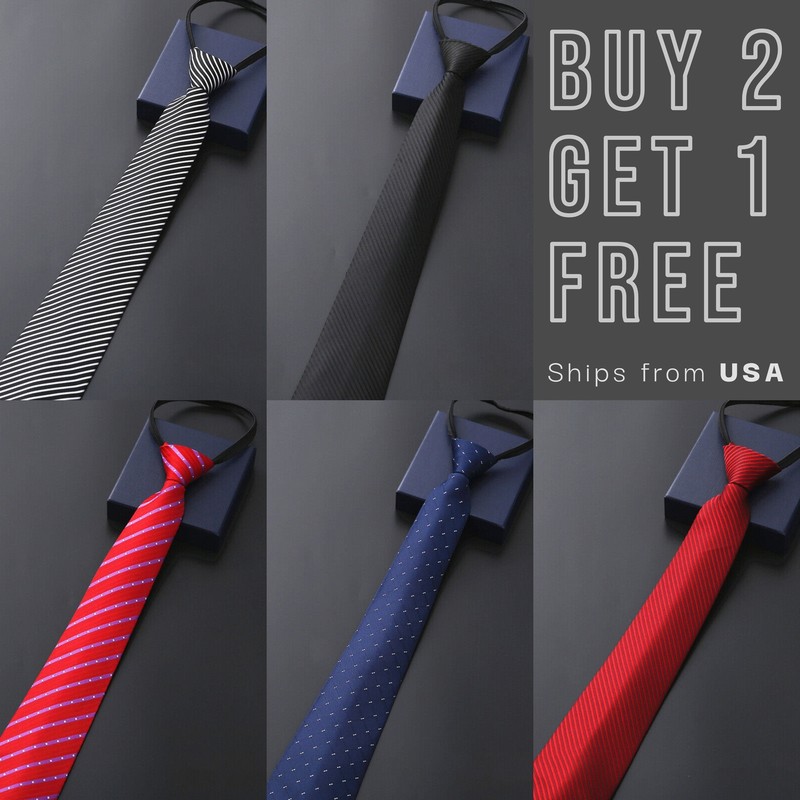 Men Fashion Solid Color Zipper Tie Wedding Party Formal Business