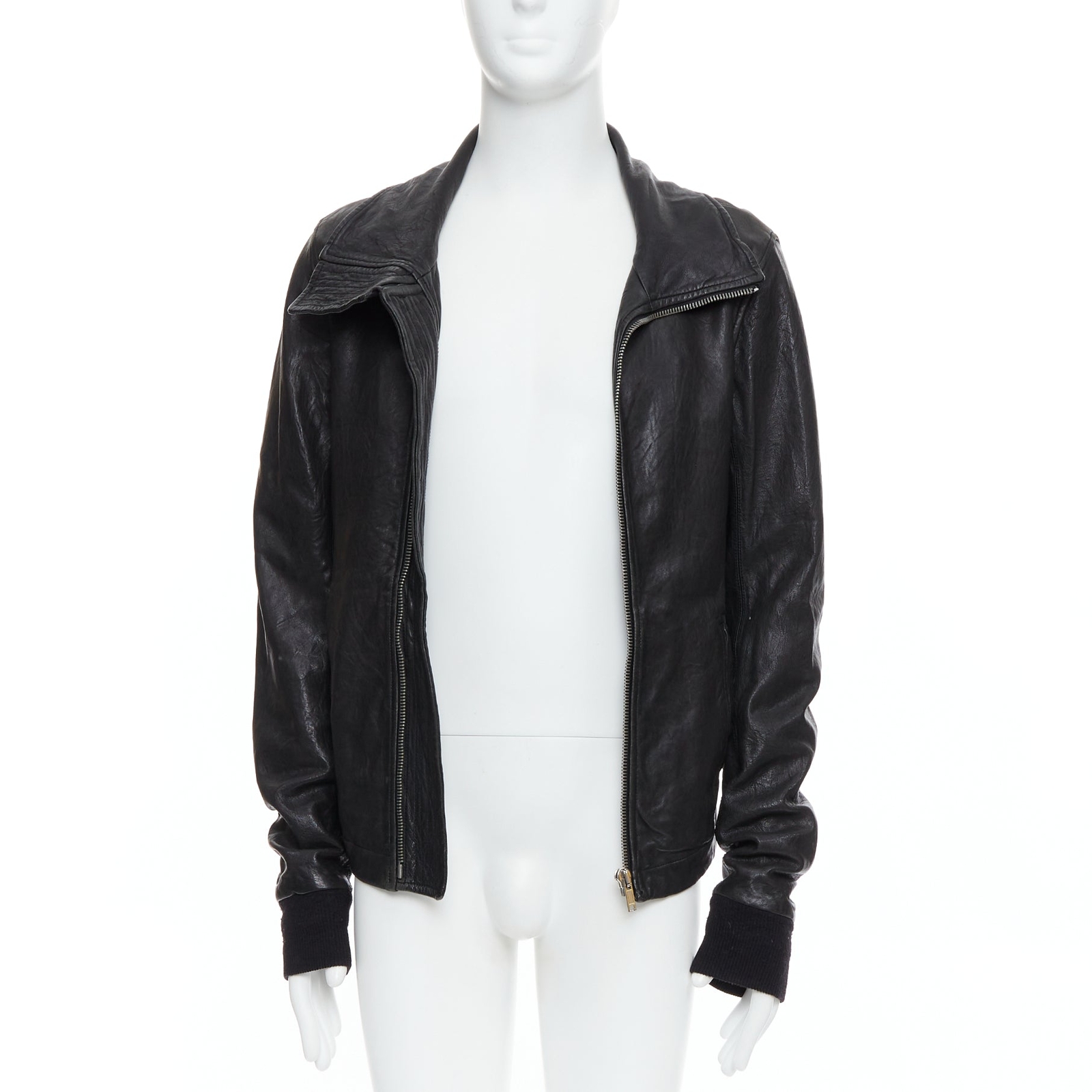 RICK OWENS black lambskin leather Olmar Mirta zip motorcycle RICK OWENS black lambskin leather Olmar Mirta zip motorcycle