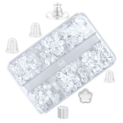 6 Styles Silicone Earring Backs for Studs/Droopy Ears/Heavy Earring, 600 Pcs Cle