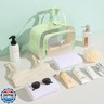 BuyCard Large Travel Clear Toiletry Bag with Shoes Compartment, Clear Makeup Bag Organizer, Carry-on Toiletries Cosmetic Pouch with Zipper and Handle, Waterproof PVC Tote Handbag Purse, Green