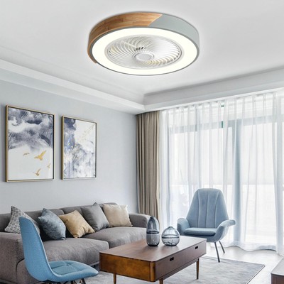 22'' Modern Ceiling Fan Remote Control Dimmable LED Light Flush Mount Chandelier