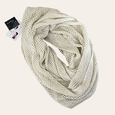 Cejon Ivory Gold Lurex Open Knit Soft Infinity Scarf NWT