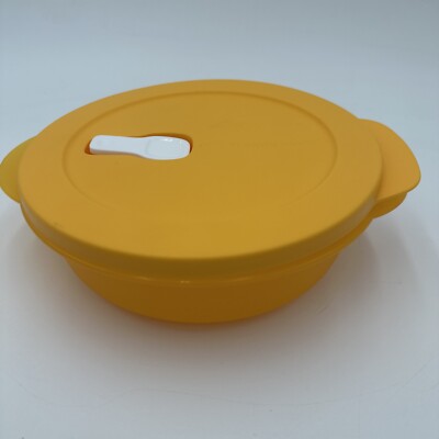 Tupperware CRYSTALWAVE PLUS ROUND CONTAINER Papaya Orange ~4.25 Cups~ BRAND NEW