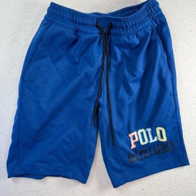Polo Ralph Lauren Athletic Shorts Mens Small Blue Graphic Logo Knit Drawstring