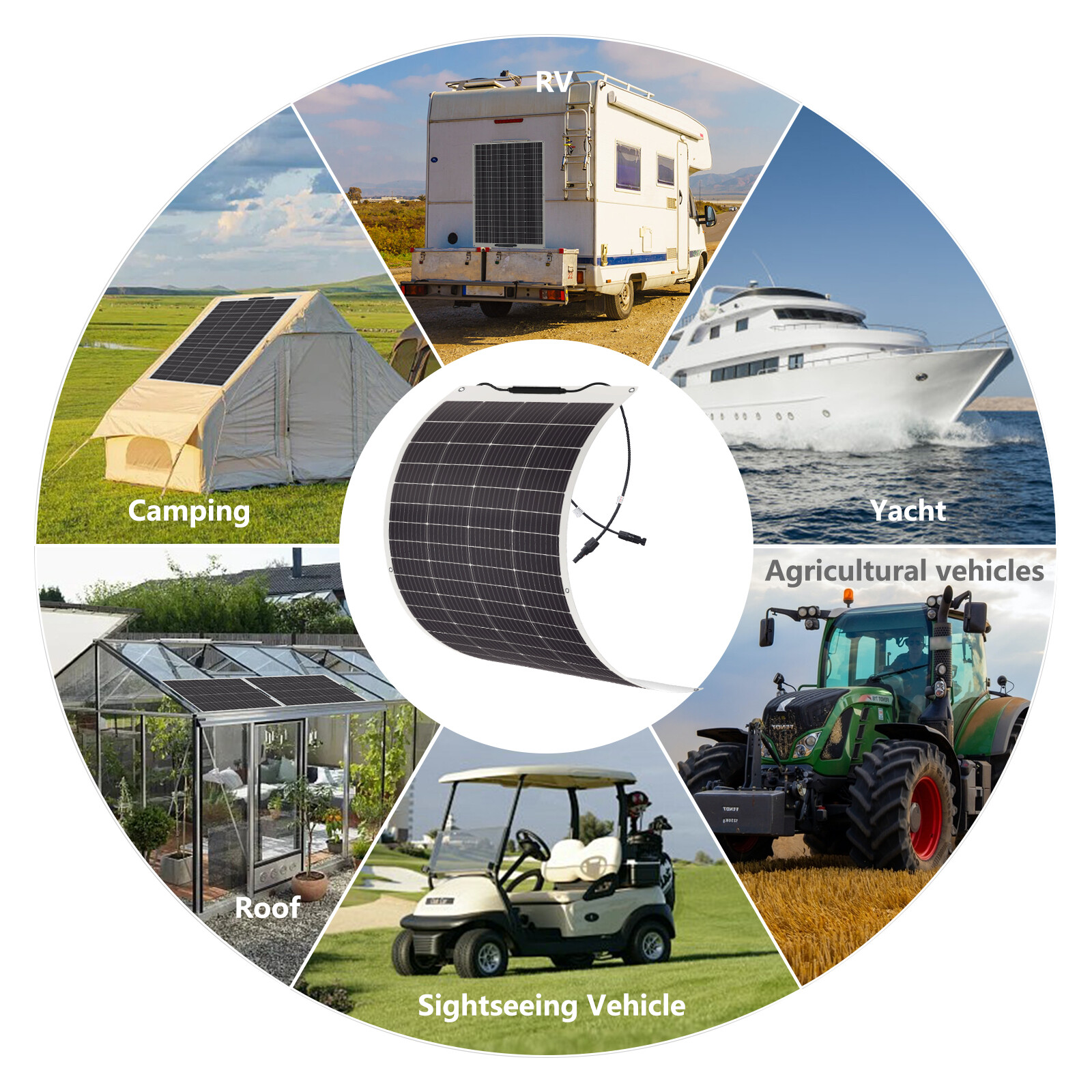 Flexible 200W Mono Solar Panel 12V Power Portable Camping Home RV Battery Charge