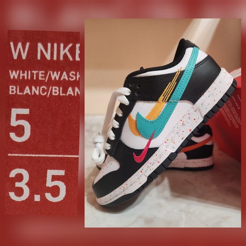 Women's Size 5 NIB Nike Dunk Low Multi-Swoosh W FD4623-131