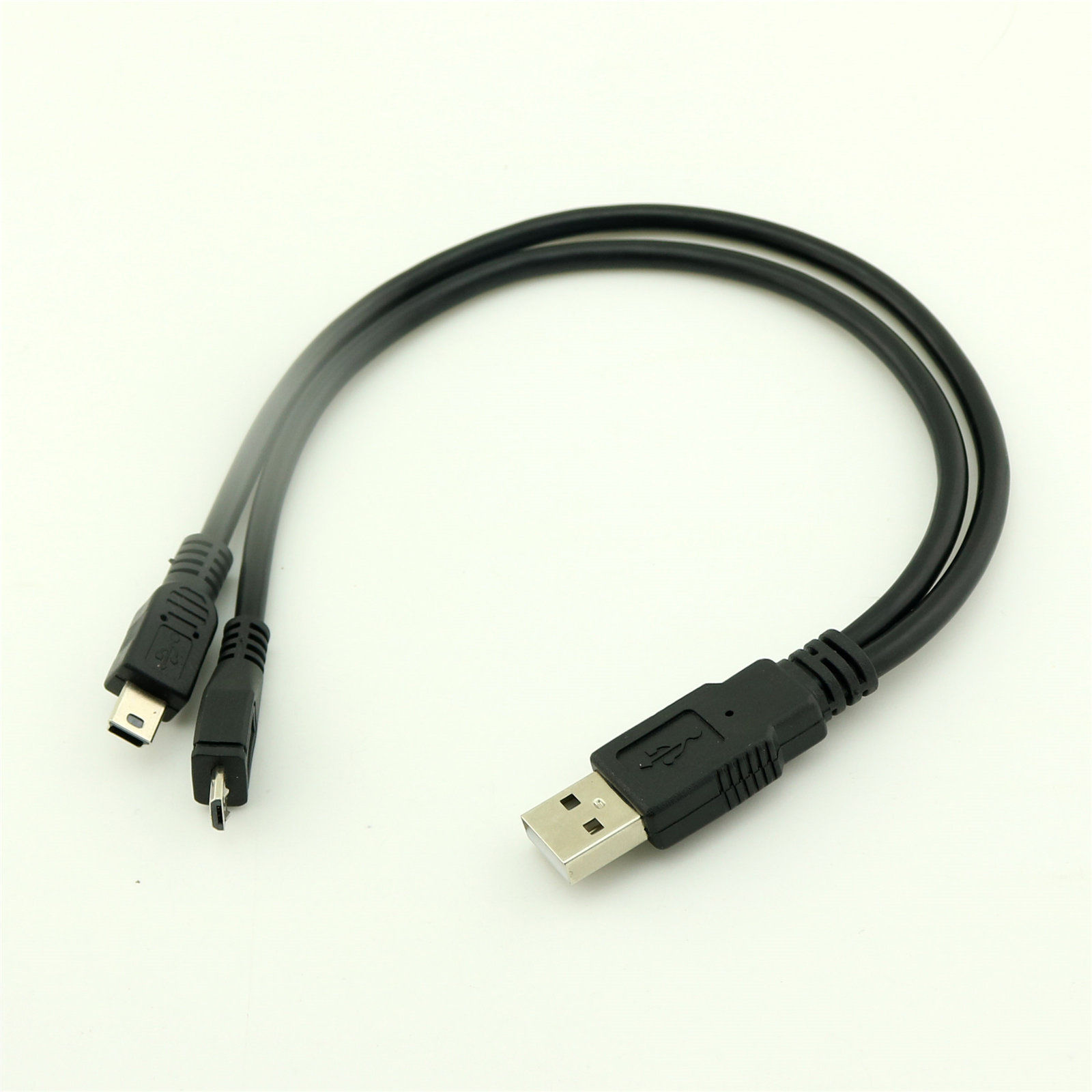 1x Usb A Male To Mini Micro Usb 5 Pin Adapter Dual Plug Splitter