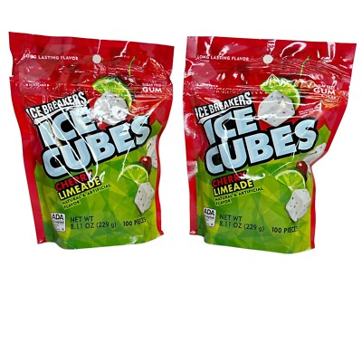 2 x ICE BREAKERS Ice Cubes cherry limeade 200 pieces total BB 04-23
