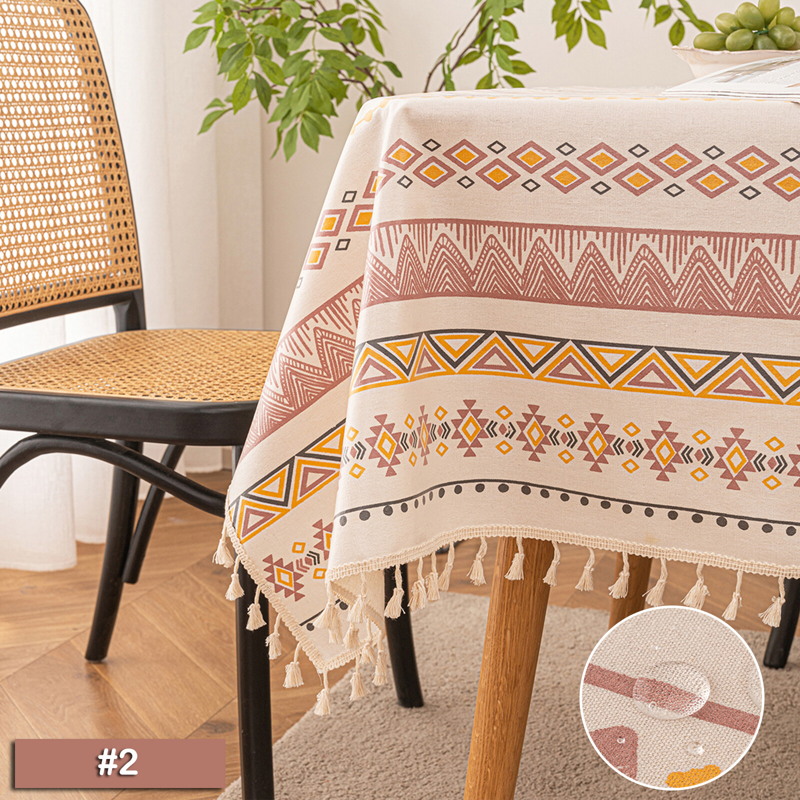 Waterproof Table Cloth Tassel Linen Rectangle Table Cover Dining Party Decor US