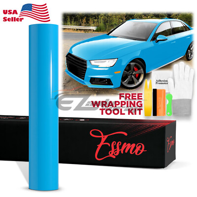 ESSMO PET Super Gloss Sky Blue Car Vehicle Vinyl Wrap Decal Sheet Like Paint