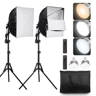 2PCS Softbox Lighting Kit 16 in x 16 in 3000-6500K Adjustable for Shooting