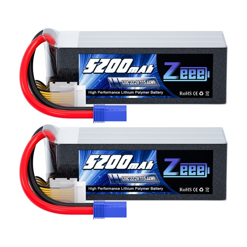 2x Zeee 6S Shorty Lipo Battery 5200mAh 22.2V 120C EC5 for RC Car Helicopter Jet