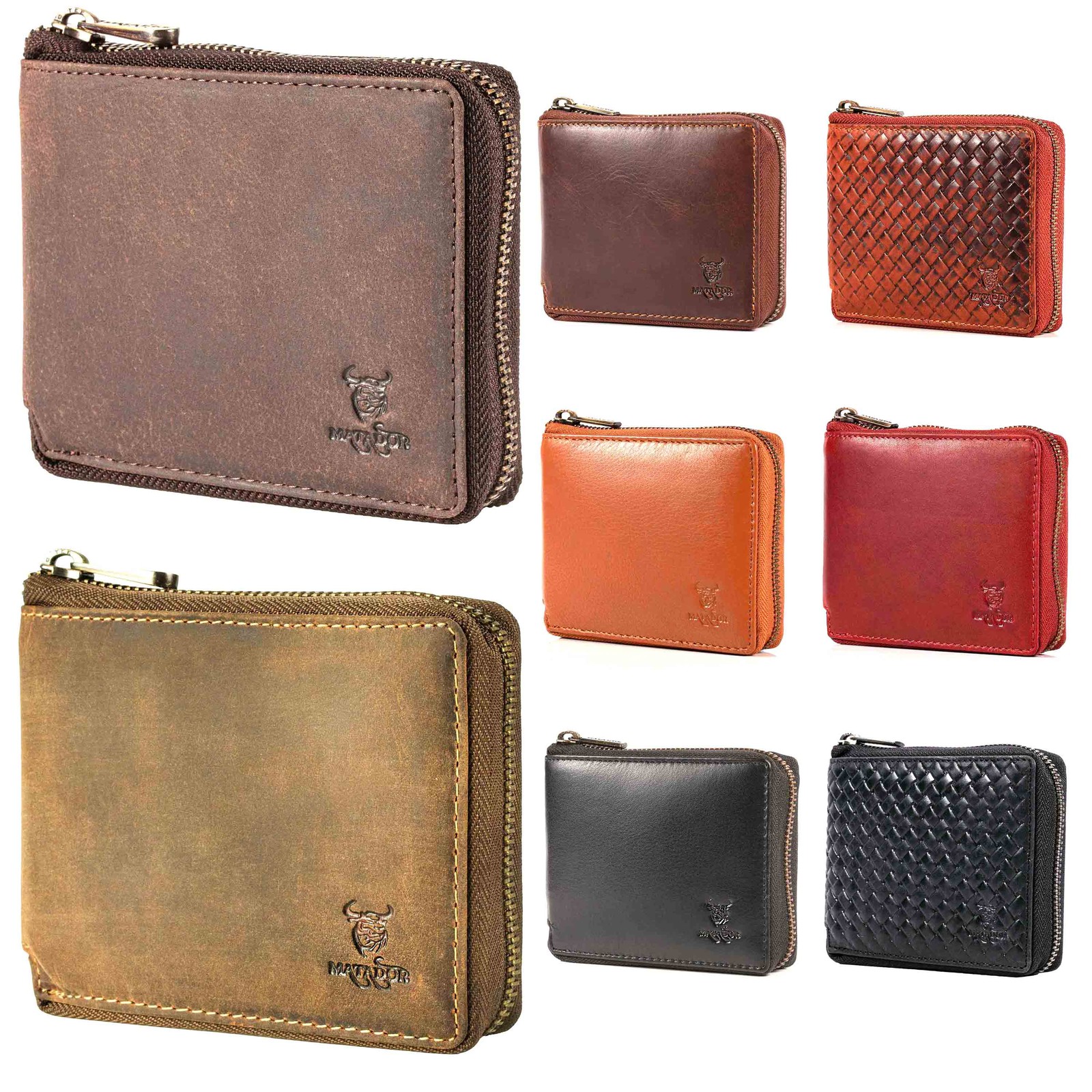 MATADOR Damen Herren Leder Portemonnaie Geldbörse Geldtasche Brieftasche RFID