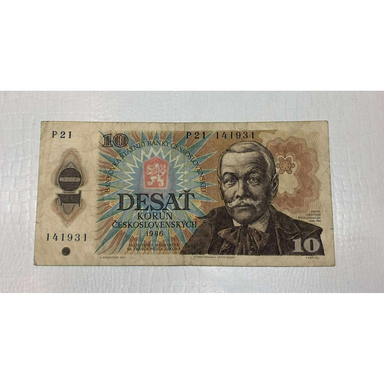 10 Czechoslovak Korun banknote from 1986