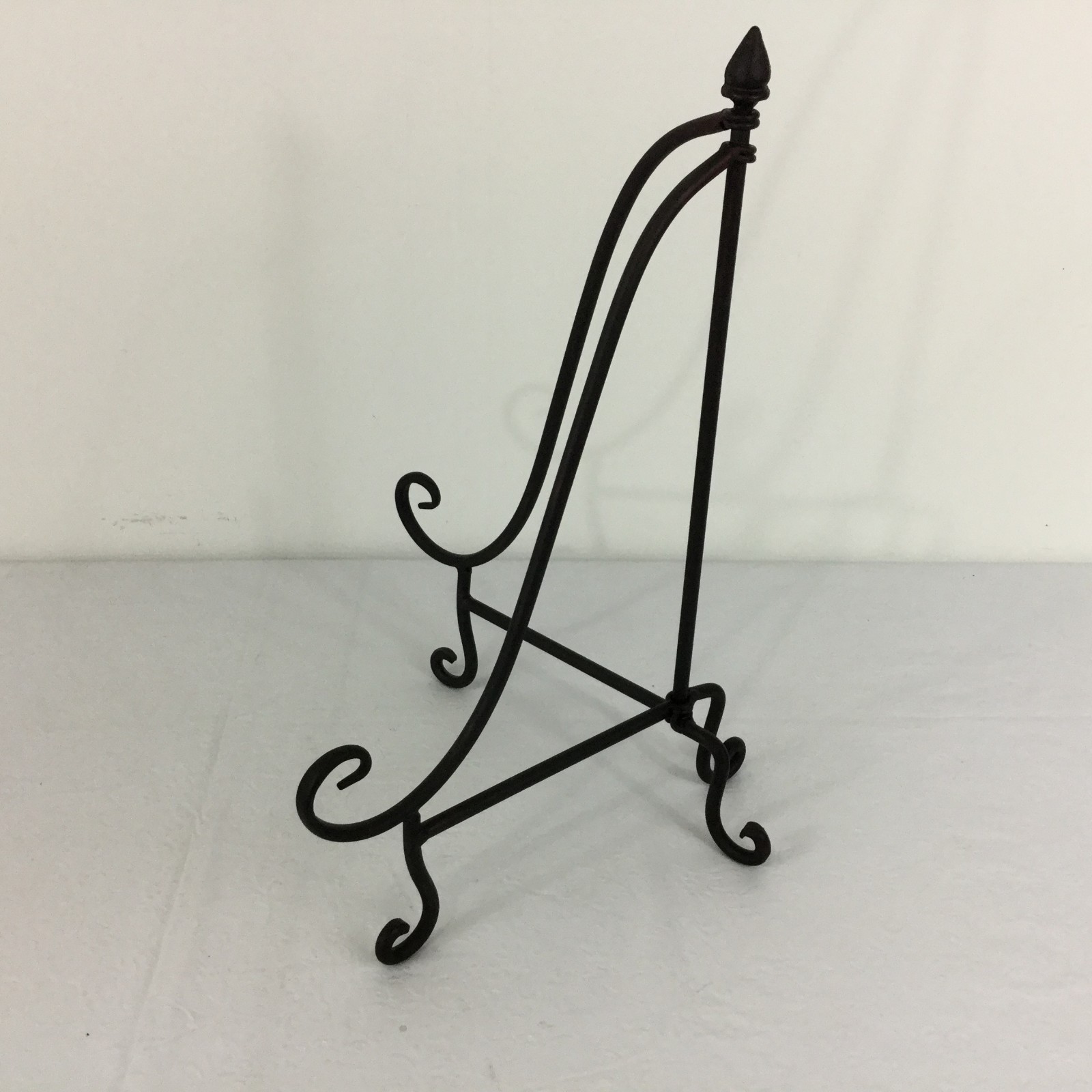 Wrought Iron Decorative Table Picture Plate Easel Fold Up Dark Brown 16.5