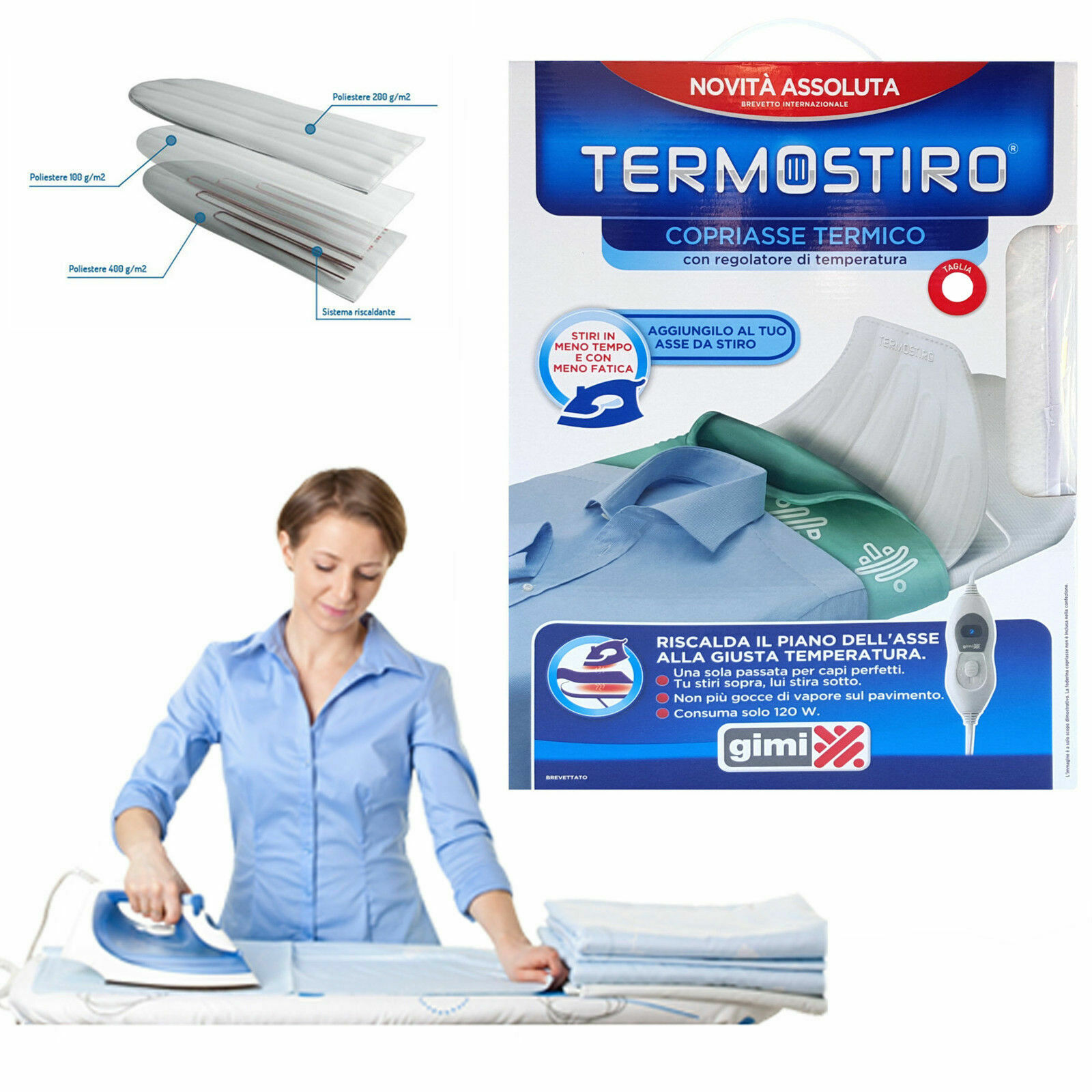Termostiro Copriasse Riscaldato Termico Temperatura Regolabile Misura M 38x122cm
