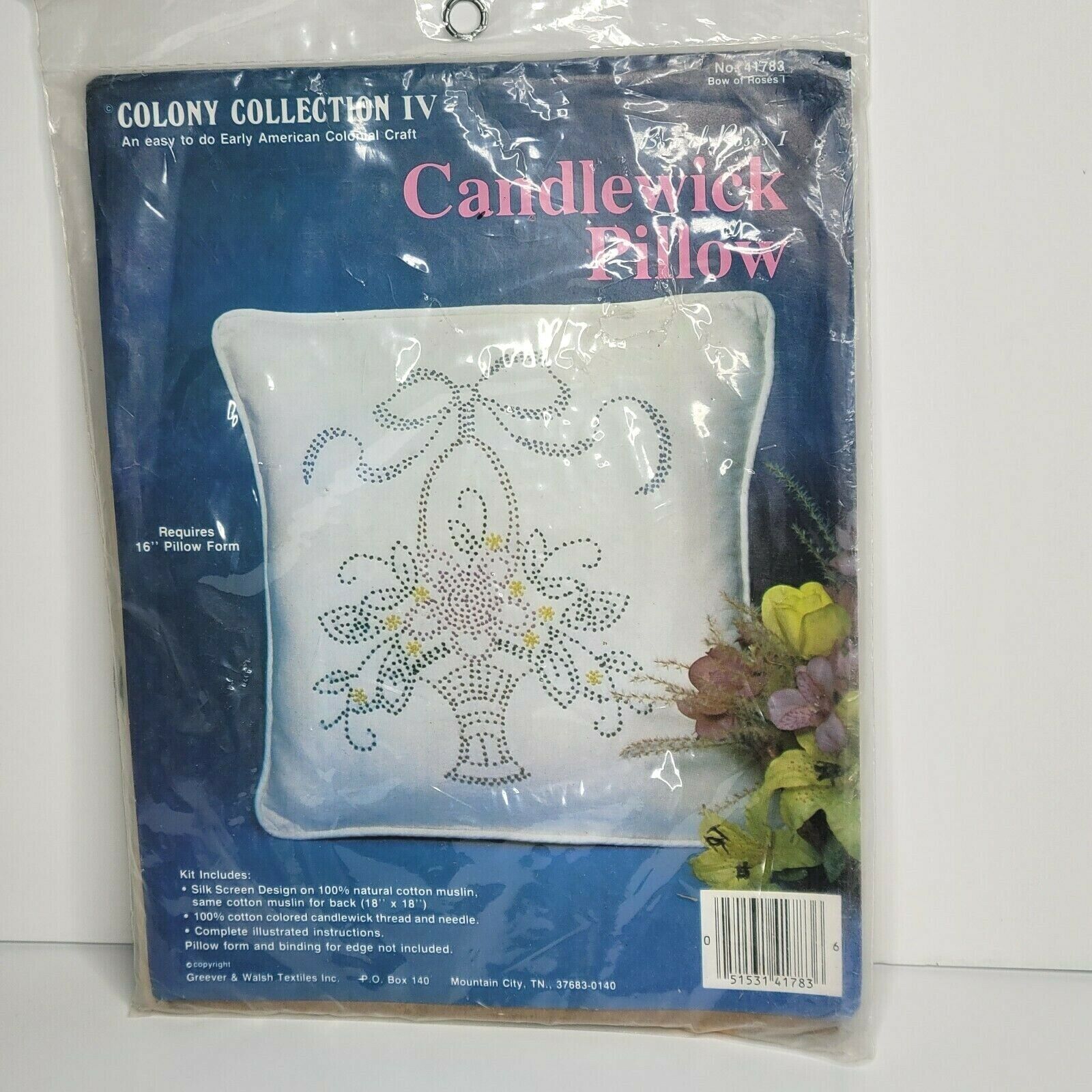Colony Collection IV Bow of Roses I Candlewick Embroidery Pillow Kit 41783