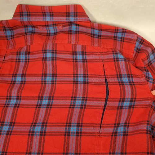 Duluth Trading Women's Sz XL Flannel Shirt Blue Red Plaid Relaxed Fit Cotton