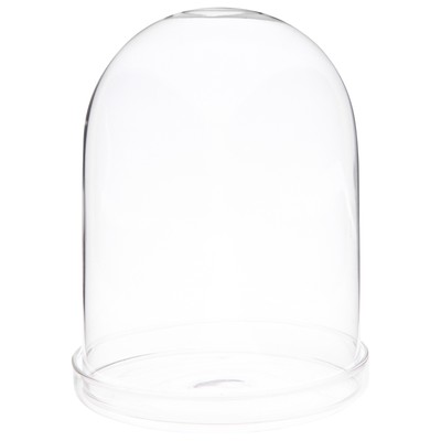 Plymor 4'' x 5.5'' Glass Display Dome Cloche (Clear Glass Tray Base), Pack of 6