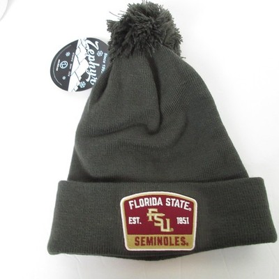 Zephyr Florida State Seminoles FSU Pom Beanie Hat Charcoal Gray