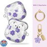 AIIEKZ Compatible with AirPods 4 Case Cover 2024, Soft TPU with Cute Flower Pattern for AirPods 4th Generation Case with Flower Keychain and Cleaning Kit for Girls Women (Purple)