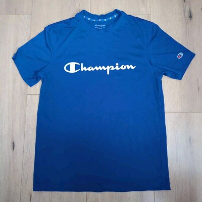 Champion T Shirt Blue Mens Small Regular Fit Short Sleeve Cotton Sports Athlete