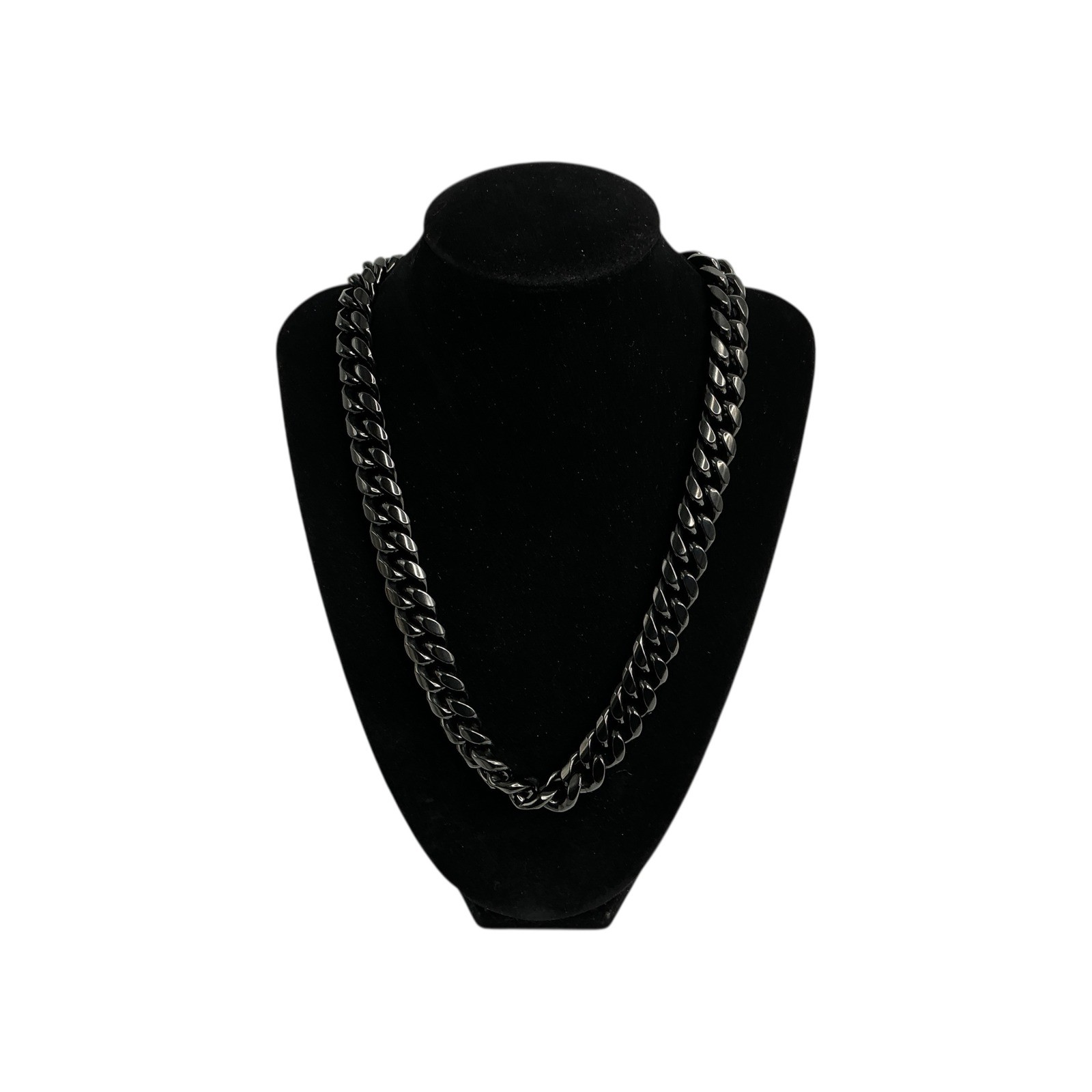 Black Curb Chain Necklace Statement Chunky Hip Hop Style