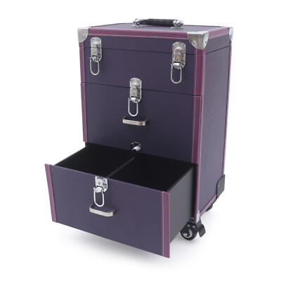 3 Tiers Rolling Makeup Case Cosmetic Trolley Travel Storage Organizer Case