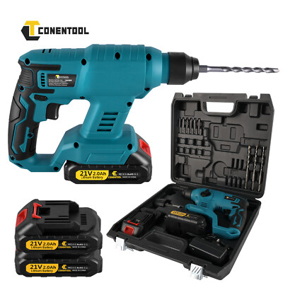 Cordless Hammer Drill SDS Rotary Electric Impact Hammer Heavy Duty + 2 Batteries