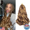 French Curly Braiding Hair 16 Inch Curly Braiding Hair 8 Packs Bouncy Loose Wavy Hair Extensions 75g/Pack Short Synthetic French Curl Crochet Hair for Black Women (16 Inch,8 Packs,27/33)