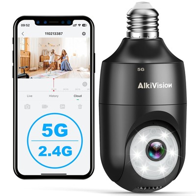2K Light Bulb Security Cameras - 5GHz/2.4GHz Dual Bands 360° Motion Detection...