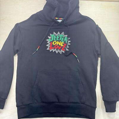 Jeeter X One Love Bob Marley Black Hoodie Embroidered Size Small