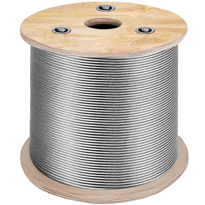 VEVOR T316 Stainless Steel Cable 1/8'' 7x7 Steel Wire Rope 500ft Cable Railing