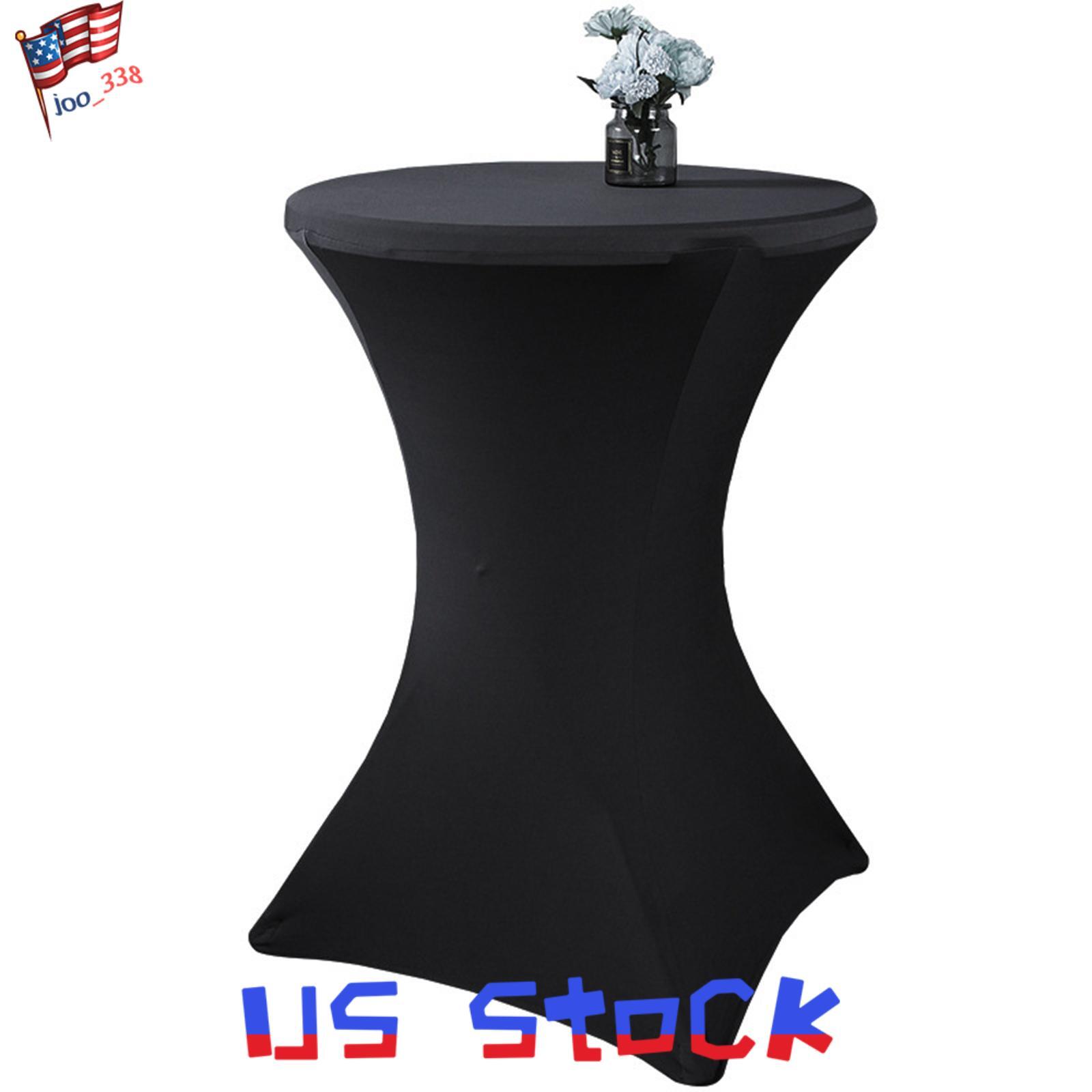 Cocktail Table Cover Spandex Stretch Fitted Tablecloth for Round Highboy Bar US