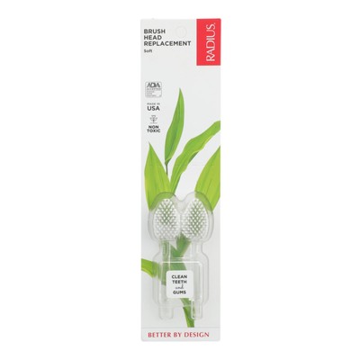 Radius - Toothbrush Replacement Heads -Pack Of 2 (heads Only) - Soft - Case Of 6