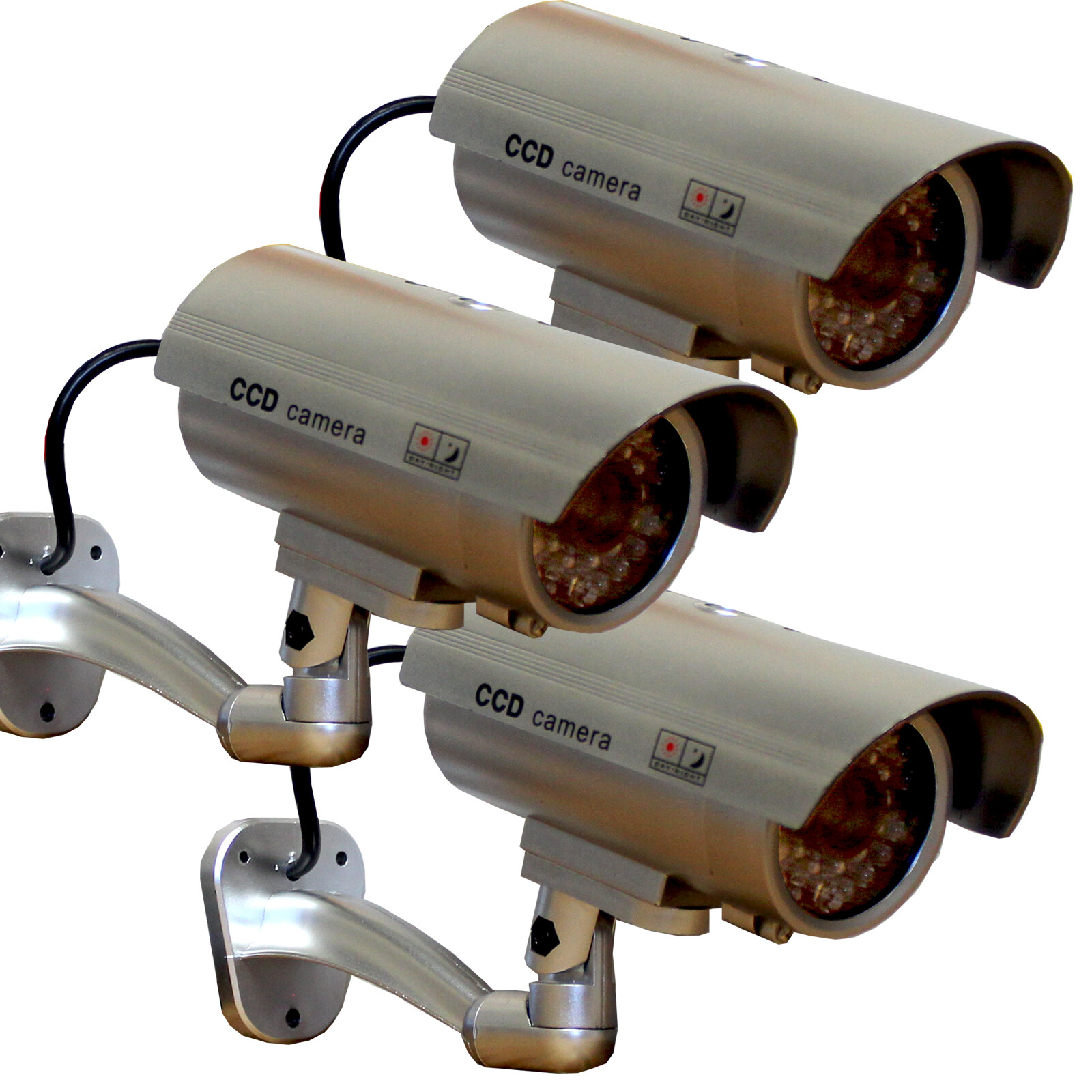 3x Dummy Security Camera Fake Waterproof LED Light Home Surveillance Outdoor 