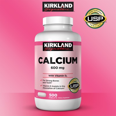 Kirkland Signature Calcium 600mg With Vitamin D3 500 Tablets Strong...