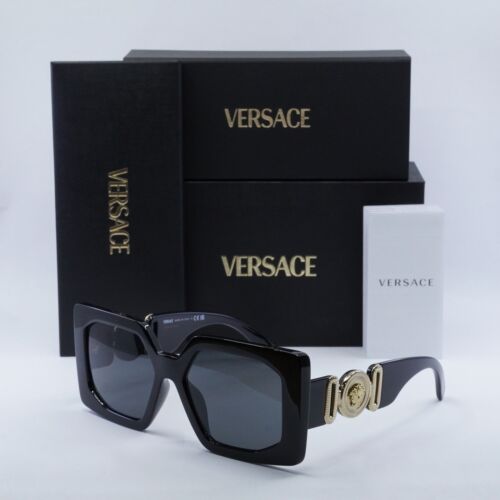 Pre-owned Versace Ve4478u Gb1/87 Black/dark Grey 55-17-140 Sunglasses In Gray