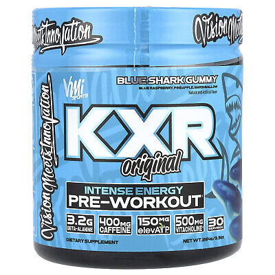 KXR Original, Предтренировочный продукт Intense Energy, жевательная резинка Blue Shark, 9,3 унции (264 г)
