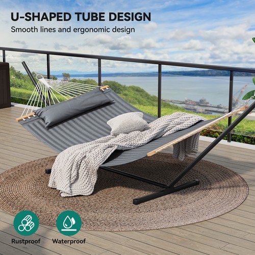 Outdoors Swing 2 Person Hammocks Chair with Stand Heavy Duty + 14FT Steel Stand