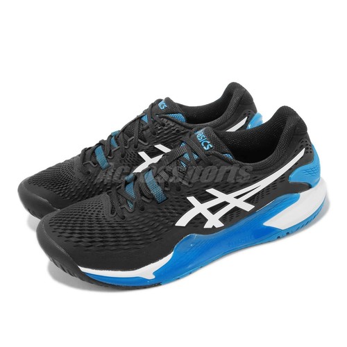 Мужские теннисные кроссовки Asics GEL-Resolution 9, черные, синие, белые, 1041A330-001