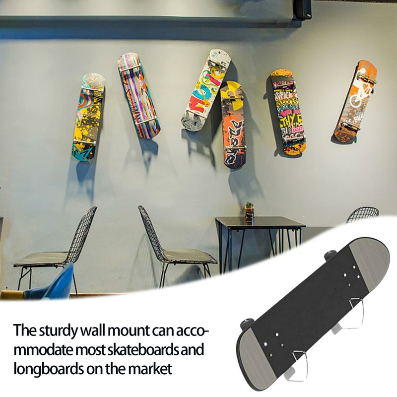 2Pcs Skateboard Wall Mount Snowboard Display RacAcrylic Wall Shelf Deck Storage
