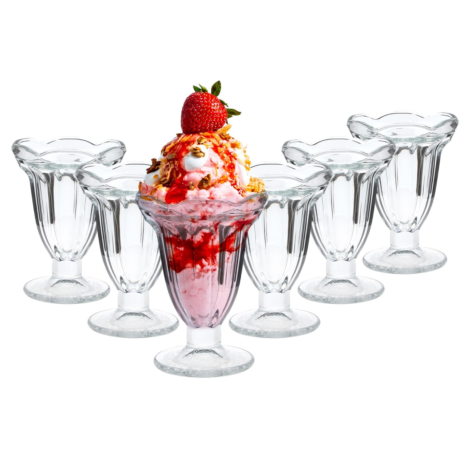 Sundae Glasses Dessert Ice Cream Dishes Milkshake Soda Tall