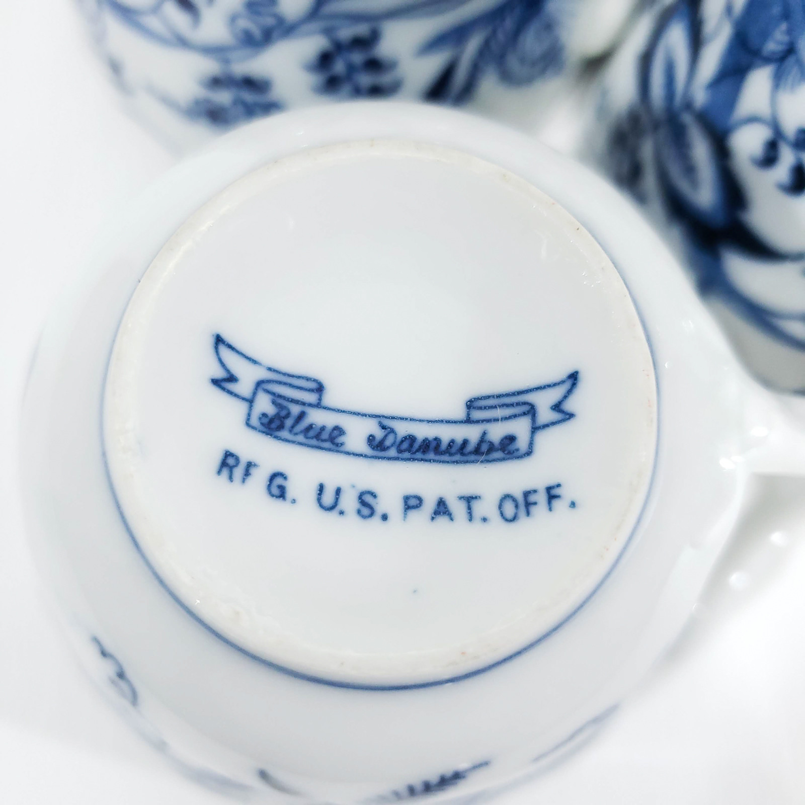BLUE DANUBE, Banner Mark, Blue Onion, Vintage Coffee Tea Cup, Set of 5