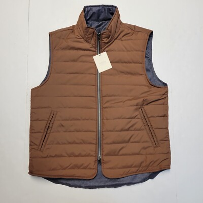 HAGEN CARMEL Brown & Dark Gray Reversible Quilted Tech Vest Men's Size Large NWT