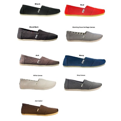 Женские слипоны TOMS в классическом стиле Alpargata Casual из хлопчатобумажной парусины на плоской подошве
