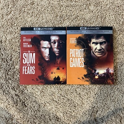 The Sum of All Fears+ Patriot Games, New Sealed,W/slipcovers,4k+ Blu-Ray+Dig,